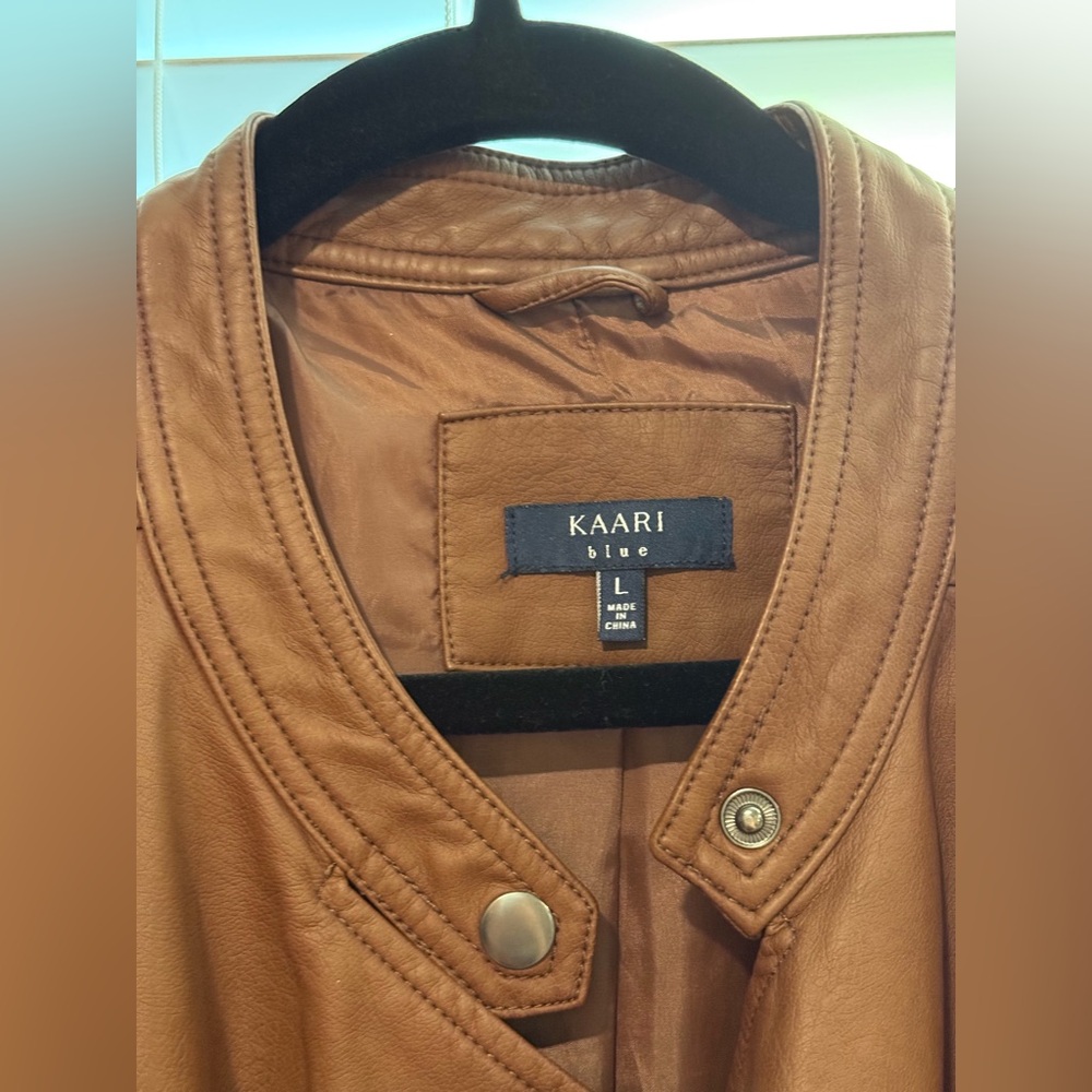 Karri Blue Brown faux Leather Jacket